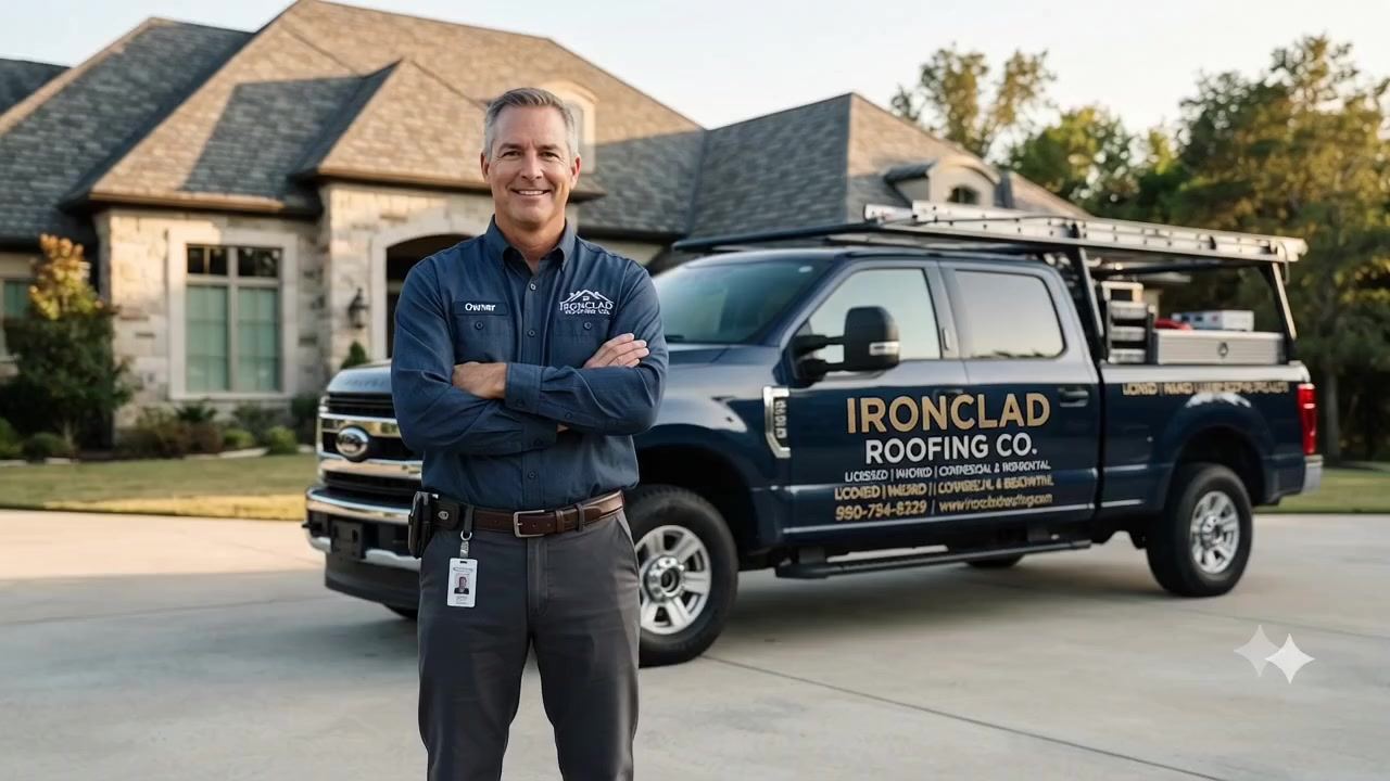 Owner of Your Roofing Co. standing in front of a company truck at a GTA job site